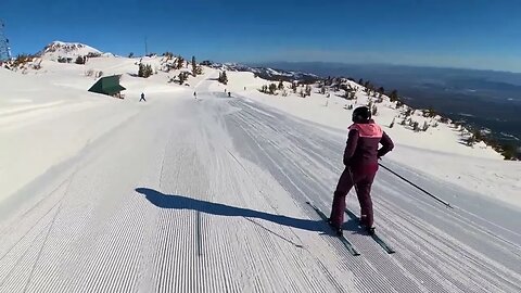 🏔️ Mt Rose Skiing ⛷️ Slide side and Main side with Lake Tahoe views 4-9-23 🎵music in 4K!