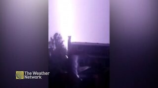 Caught on Camera: Bolt of lightning strikes house