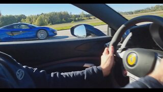 720 HP Ferrari F8 Tributo vs 570 HP McLaren 570S to 300 km/h 188 mph [4k 60p]