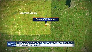 Two dead in motorcycle vs. lawnmower crash