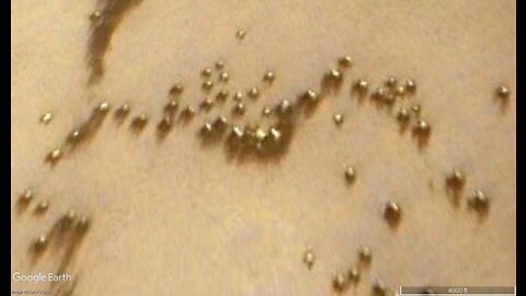 Metallic structures spread over a large area of Mars