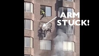 FDNY INSANE Rope Rescue 15 Story, ARM STUCK in Bars 3 Victims