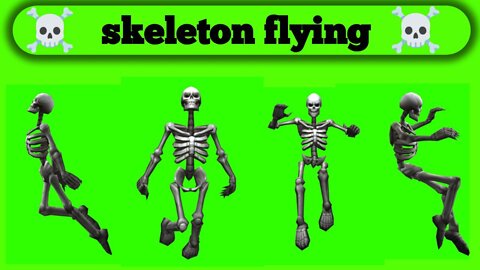 skeleton flying green screen video | 3d catoon skeleton flying green screen video |
