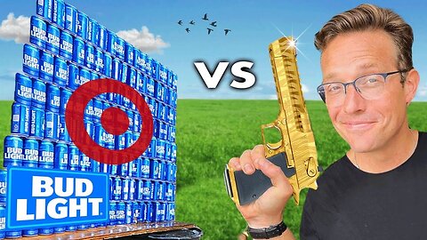 Bud Light PAID Me To BLOW UP Beer | 100 Bud Cans vs Golden Desert Eagle