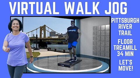 Virtual Pittsburgh River Trail Walk Jog: Treadmill or Floor Workout with Narrated History 34 Min