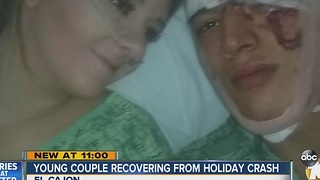 Young couple recovering from holiday crash