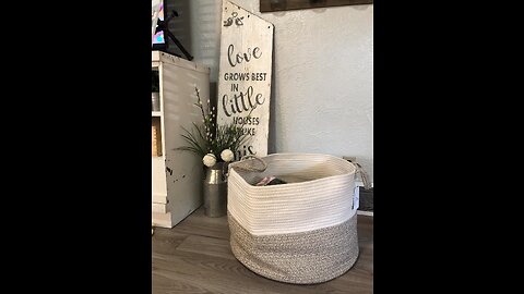luxury little XXXL Nursery Storage Basket, 22 x 22 x 14 inches - 100% Cotton Rope Basket with H...