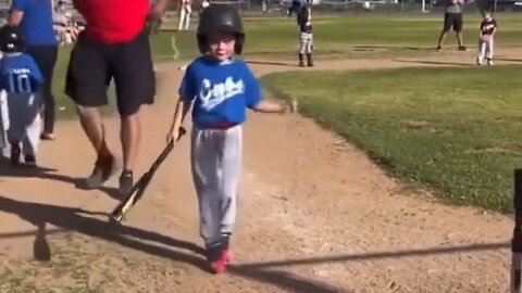 The Young Lad Didn't Disappoint After He Realized He Had A Walk Up Song In Tee-Ball