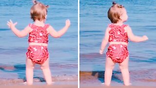 Inspirational Baby Girl Can't Stop Dancing At The Beach