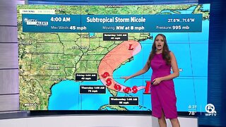 Subtropical Storm Nicole forecast, 4 a.m. on Nov. 8, 2022