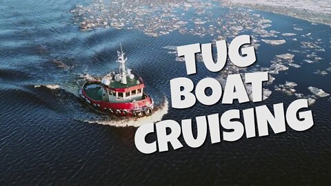 DRONE FOOTAGE | TUGBOAT CRUISING IN ICY WATERS