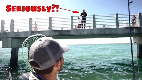 Pier Fisherman Catches FREE FISHING TRIP with Tampa Bay Guide!! Pt.1