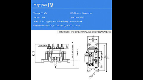 Triumilynn 12V 250A Winch Solenoid Relay Contactor Thumb Truck for ATV UTV Boat Vehicle Industr...