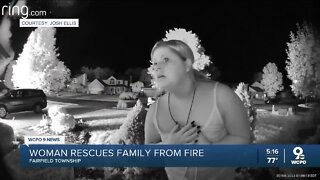 Doorbell camera captures stranger alerting family of overnight fire