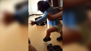 Baby Learns To Walk With Shoes