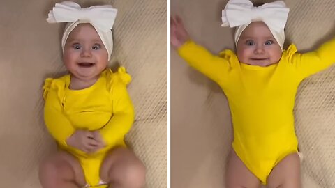 Cute Baby Adorably Dances To The Music