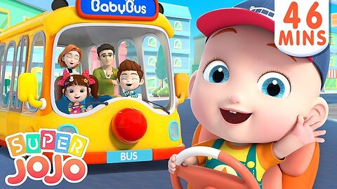 Wheels on the Bus Go Round and Round & More Nursery Rhymes & Kids Super JoJo and Family