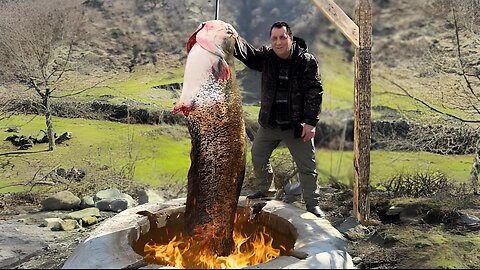 Caught A Huge Fish and Cooked It in a Big Tandoor Fish Day in the Village