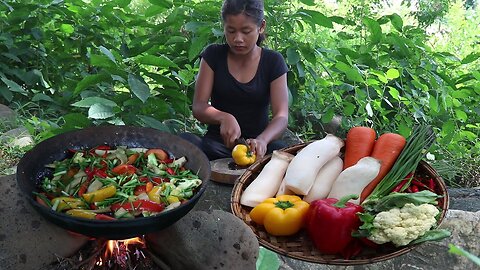 Yummy food again from Mushroom cooking with Mixed fresh vegetables