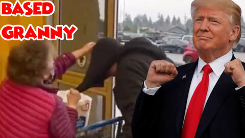 Commie Trying To Steal A Cart Full Stuff Gets Fuc*ed Up By Grandma