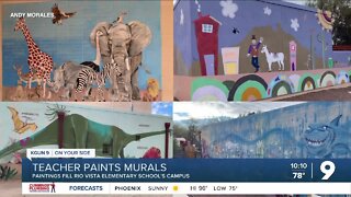 Tucson teacher has painted murals on an elementary school's campus for nearly 20 years