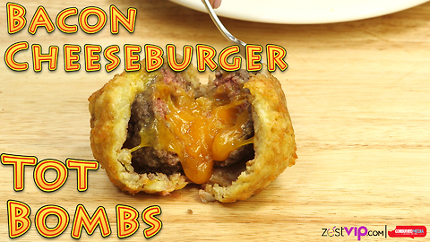 Bacon wrapped cheeseburger tater tot bombs
