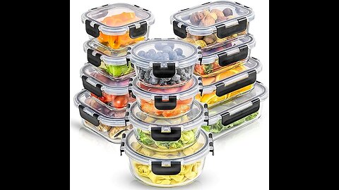 JoyJolt JoyFul 24pc(12 Airtight, Freezer Safe Food Storage Containers and 12 Lids),