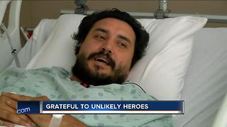 Man grateful to be alive after rescued by unlikely heroes