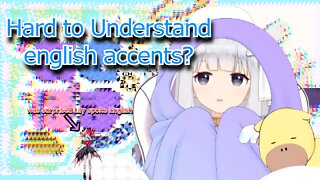 vtuber shirayuri lily talks about hard english accents to understand with Poma