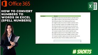 Convert Numbers to Words in Excel #Shorts