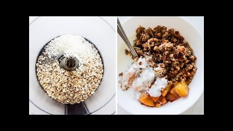 10-Minute Healthy Peach Crumble Recipe | Easy Healthy Breakfast Recipe