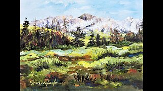 Sawtooth mountains demo, Fiddle painting Granny!