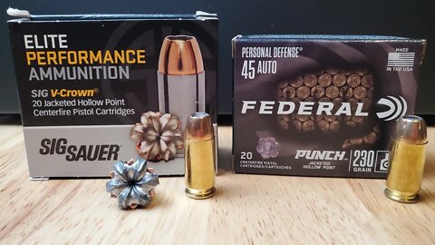 45acp Sig V Crown vs Federal Punch. Ballistic Gel Test. Is the punch TOO GOOD?