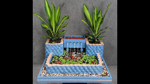 Wow! Amazing idea with cement - How to make a beautiful waterfall aquarium for your family