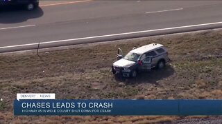 Suspect in pursuit from Wyoming dies after crash with CSP trooper near Ault