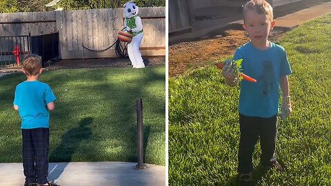Kids Find The Easter Bunny In Their Backyard