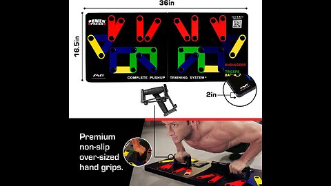 POWER PRESS Push Up Board – Home Workout Equipment, Push Up Bar with 30+ Color Coded Combo Posi...