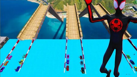 Three Ramps SportCars in chellenge best time Trevor team Villains and Miles Morales