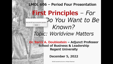 LMOL 606 - Period Four Meeting - Worldview Matters - 120522