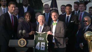 President Biden honors Milwaukee Bucks for NBA championship at White House