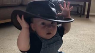 Being a cowboy is a burden for this baby