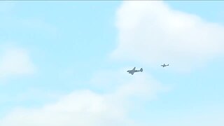 Two warplanes send front line workers a message of gratitude from a high altitude