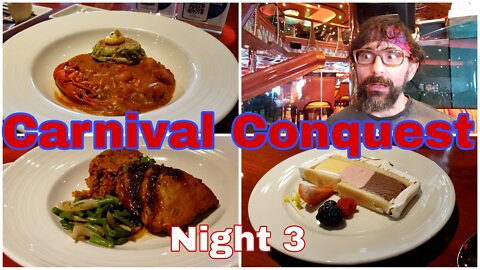 Carnival Conquest | Night 3 | Renoir Dining Room | 50th Anniversary Dishes