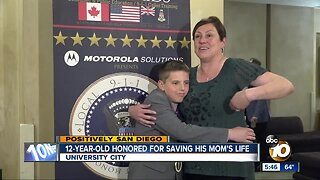 12-year-old honored for saving mom's life