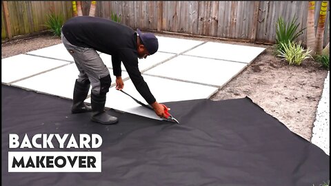 Concrete patio and backyard makeover