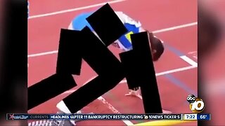 Iranian tv uses black bars to cover female athletes?