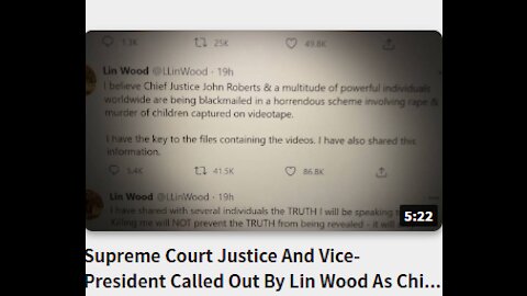 Supreme Court Justice And Vice-President Called Out By Lin Wood As Child Sex Trafficker's
