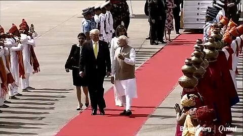 Pm Modi welcome u s president Trump at Ahmedabad airport