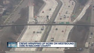 Crews wrapping up work on westbound I-696 in Macomb County