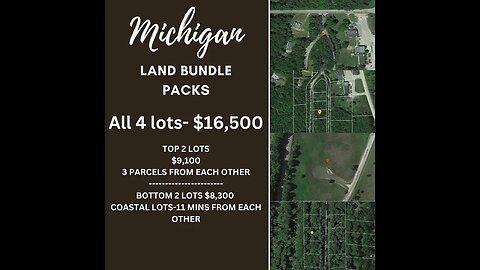 MICHIGAN LAND BUNDLE PACKS- GOLF RESORT, PRIVATE BEACH/DOCK ACCESS TO LAKE MICHIGAN SHORE UNDER $20K